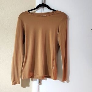 Land's End Crew Neck Long Sleeve Shaped Fit Size S Color: light "goldish" brown